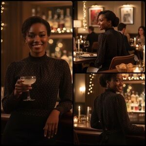 Bar lll Open Back  Polka Dot Blouse Size Large (NWOT)